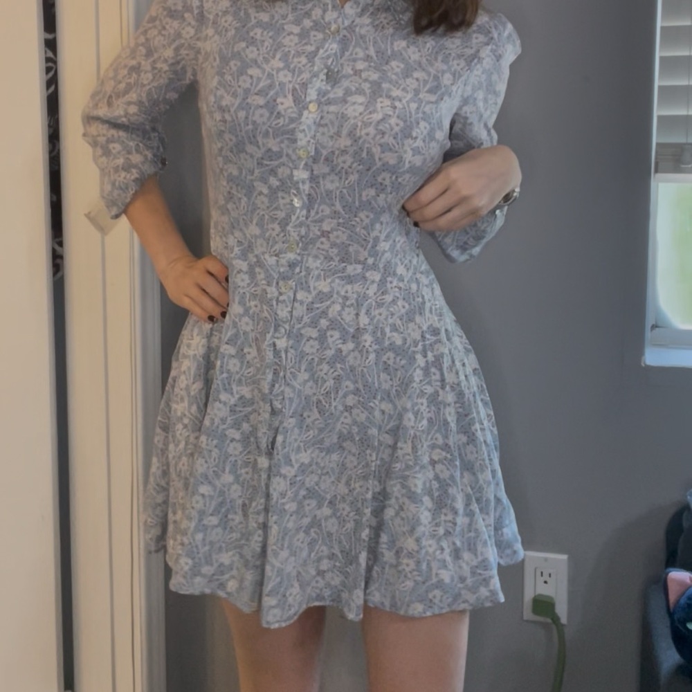 Kimchi Blue Light Gray Floral Long Sleeve Dress
